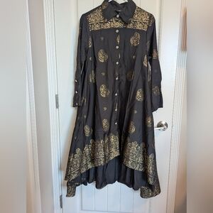 Chic Black and Gold High-Low Dress